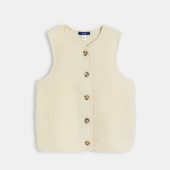 جاكيت بدون أكمام من صوف الغنم باللون البيج للفتيات